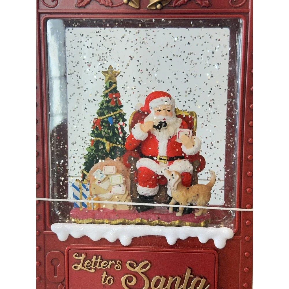 Snow Globe Santa Clause Christmas Lights Post Office Mail Box - - Picture 2 of 7